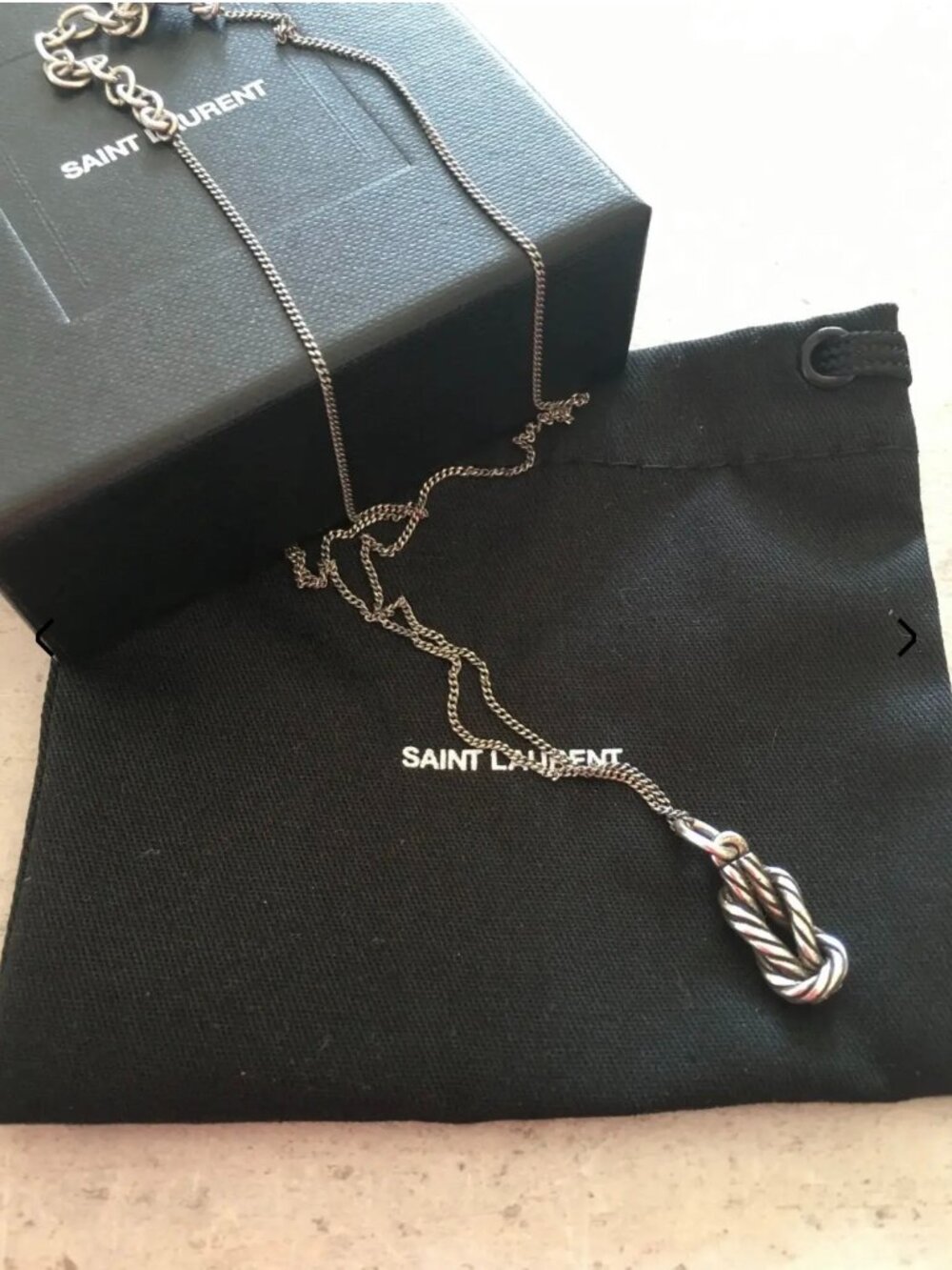 SAINT LAURENT SILVER NODE NECKLACE